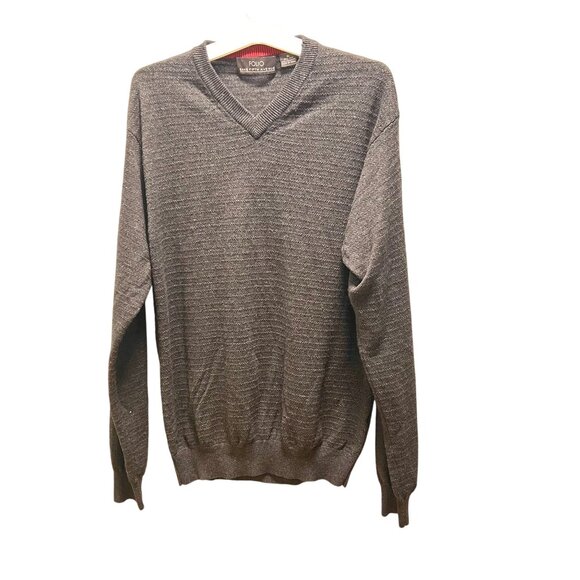 Folio Saks Fifth Avenue Gray V-Neck Sweater XL Silk & Cashmere Blend For Men - Picture 1 of 5